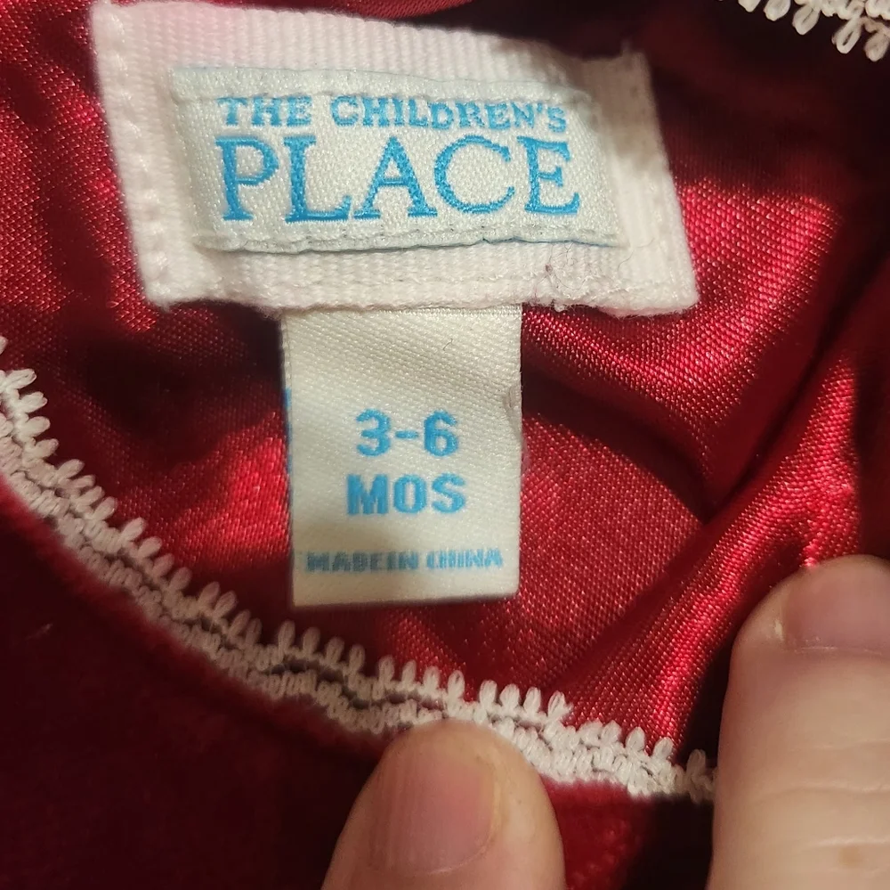 The Children's Place Red Velvet Dress with White Trim Bow
